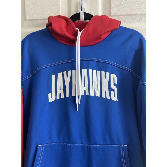 ADIDAS Men’s University Of Kansas KU Jayhawks NCAA Basketball Fleece Hoodie Sz L - Picture 3 of 10